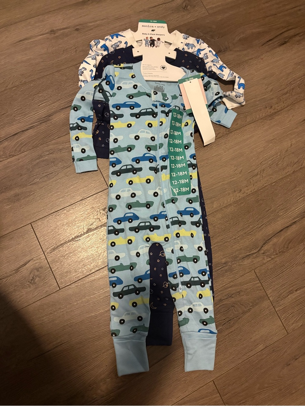 Baby Monica + Andy 3PK Cotton Sleepers Size 12-18M